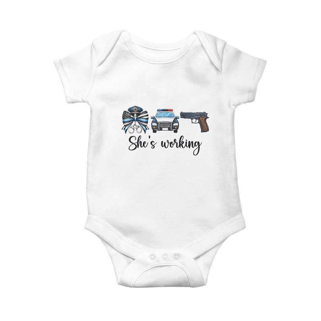 Police Coquette Bow First Responder Pride Baby Onesie She Is Working