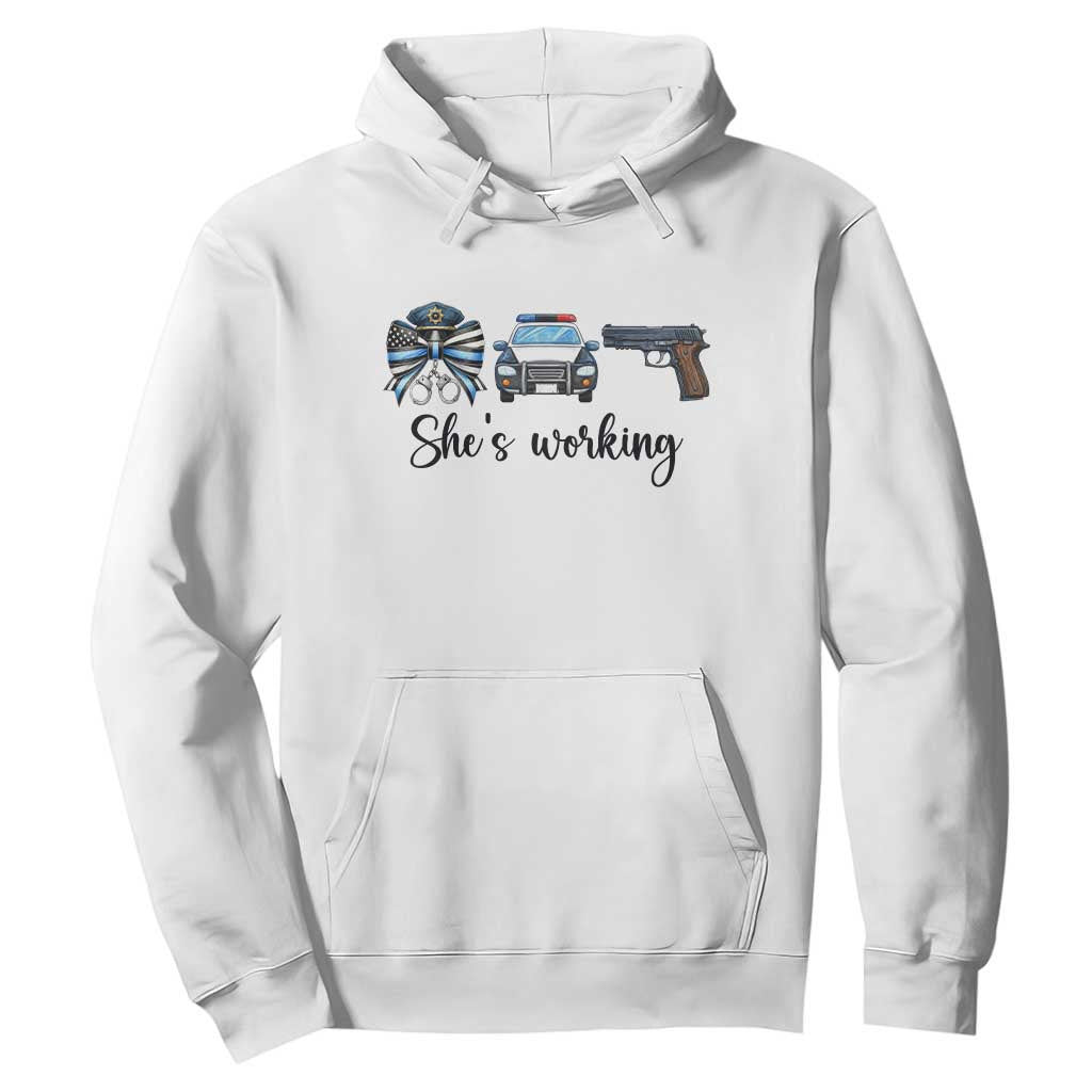 Police Coquette Bow First Responder Pride Hoodie She Is Working