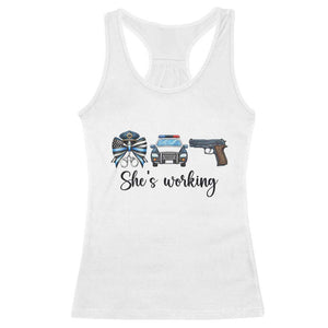 Police Coquette Bow First Responder Pride Racerback Tank Top She Is Working