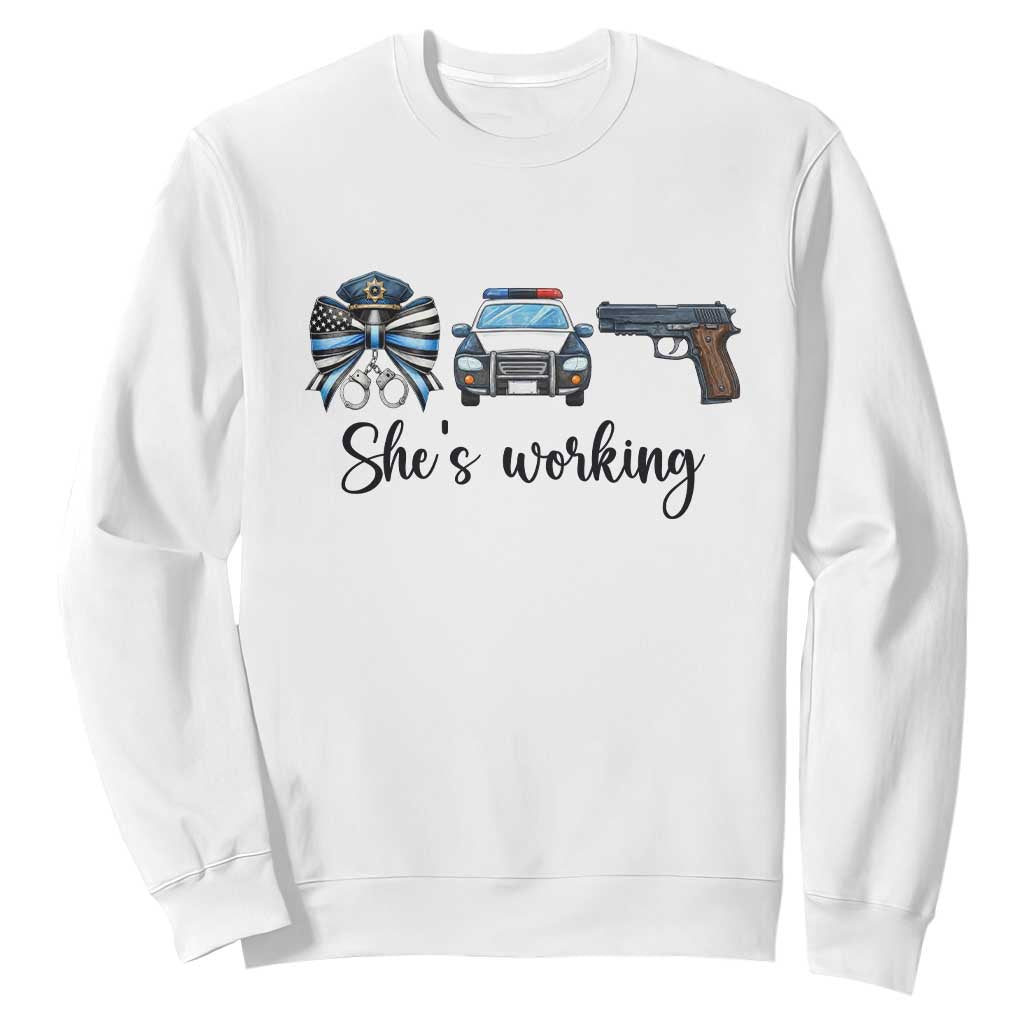 Police Coquette Bow First Responder Pride Sweatshirt She Is Working