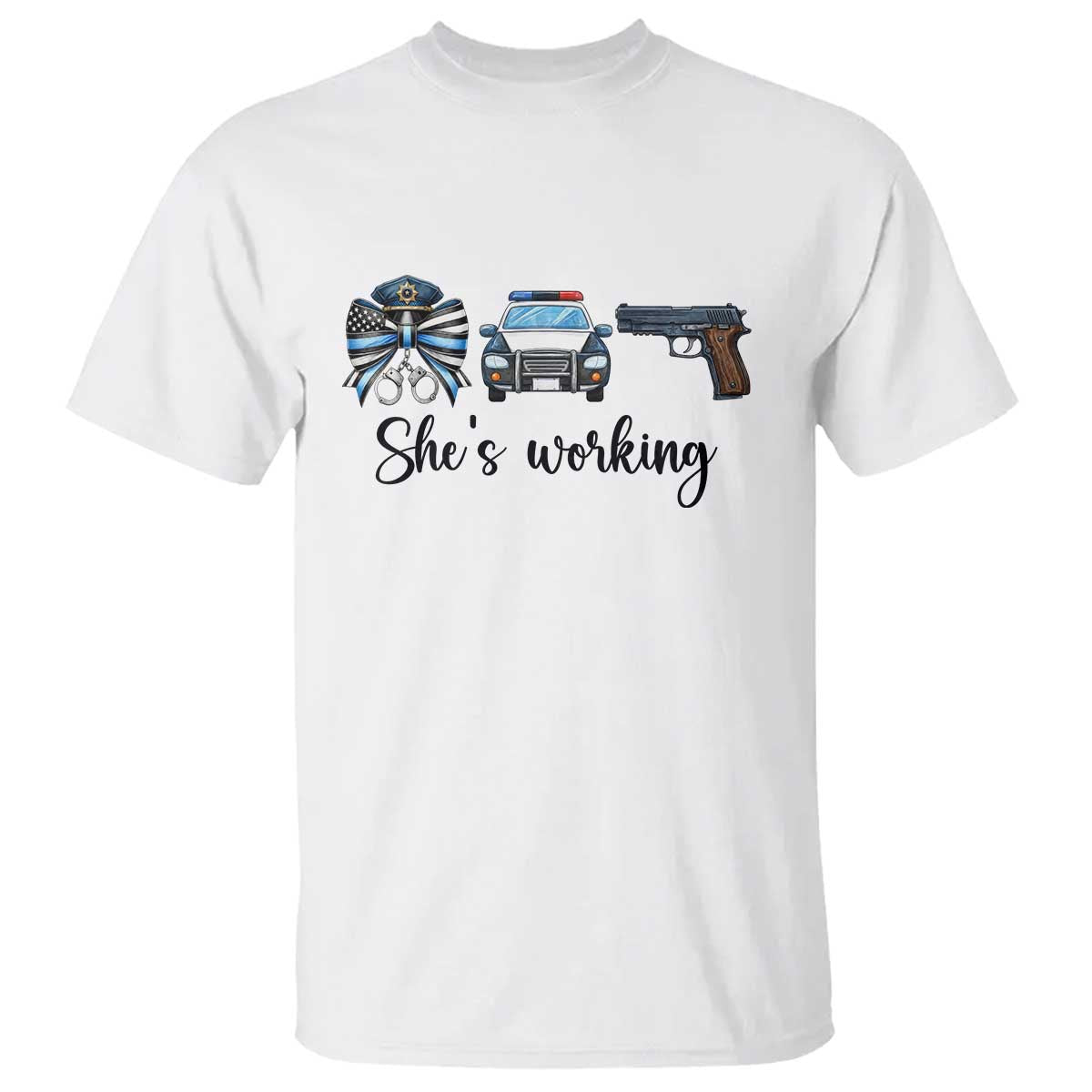 Police Coquette Bow First Responder Pride T Shirt She Is Working