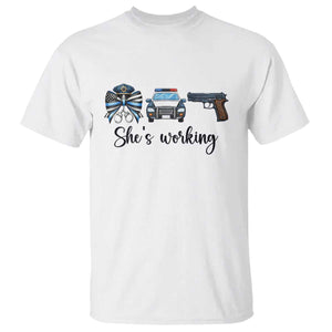 Police Coquette Bow First Responder Pride T Shirt She Is Working