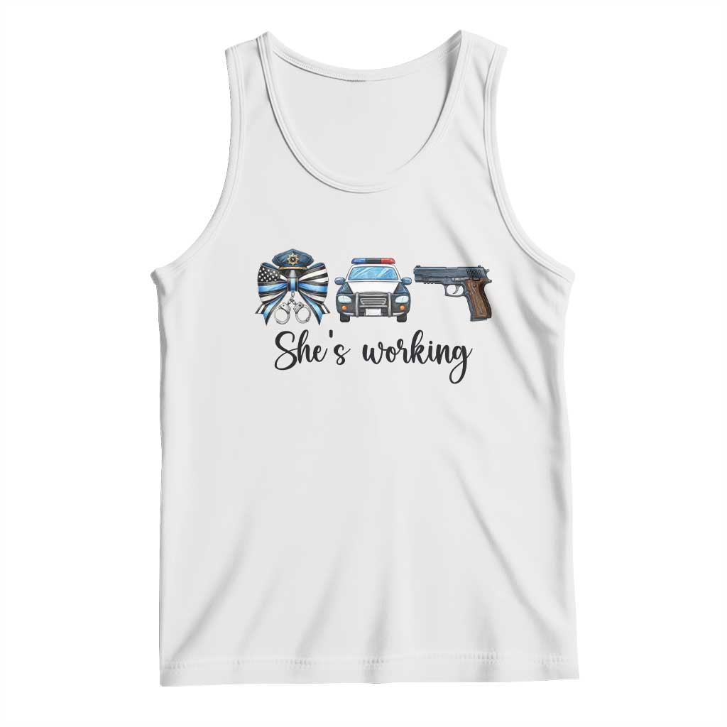 Police Coquette Bow First Responder Pride Tank Top She Is Working