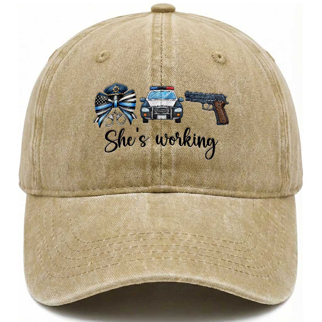 Police Coquette Bow First Responder Pride Washed Cotton Baseball Cap She Is Working