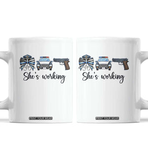 Police Coquette Bow First Responder Pride Coffee Mug She Is Working