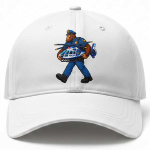 Funny Bigfoot Police Baseball Cap Law Enforcement Carrying Helicopter