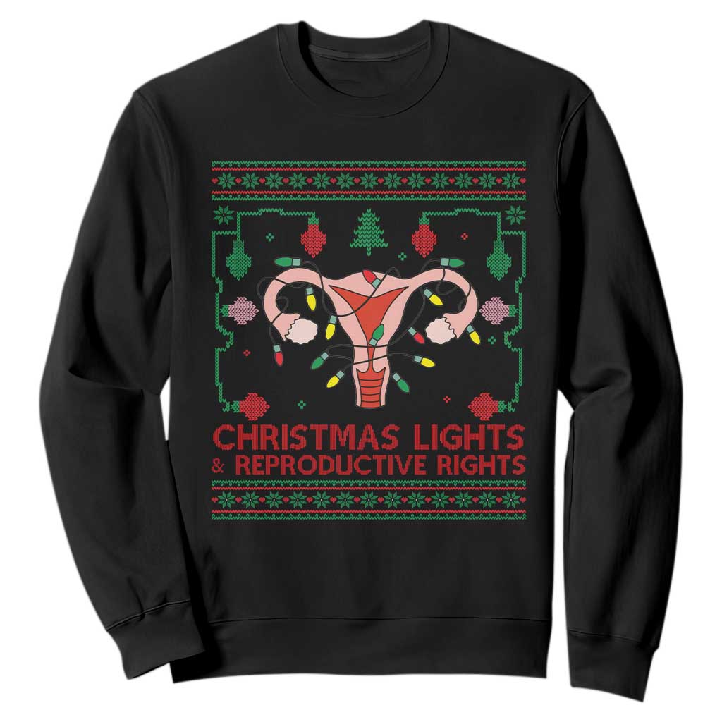 Christmas Lights And Reproductive Rights Sweatshirt Xmas Feminist Supporter Gift TS12 Black Print Your Wear