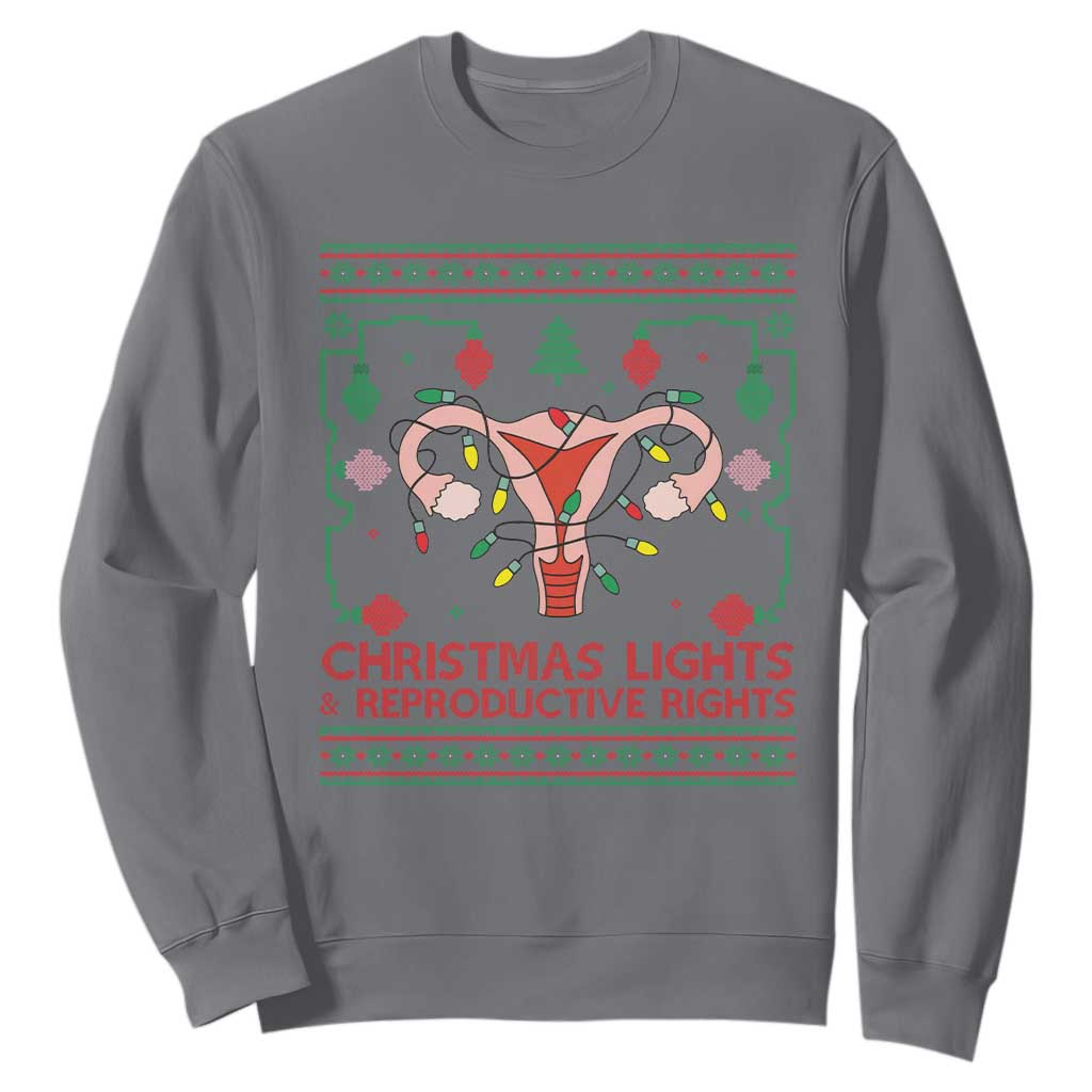 Christmas Lights And Reproductive Rights Sweatshirt Xmas Feminist Supporter Gift TS12 Charcoal Print Your Wear