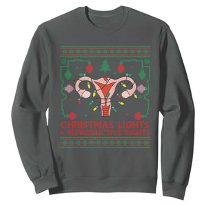 Christmas Lights And Reproductive Rights Sweatshirt Xmas Feminist Supporter Gift TS12 Dark Heather Print Your Wear
