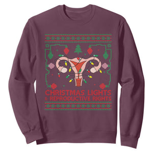 Christmas Lights And Reproductive Rights Sweatshirt Xmas Feminist Supporter Gift TS12 Maroon Print Your Wear