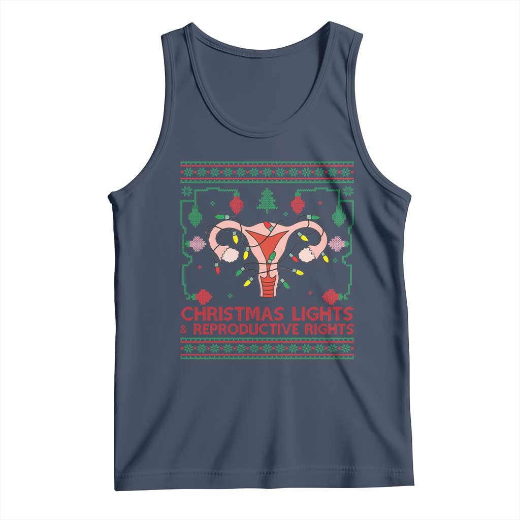 Christmas Lights And Reproductive Rights Tank Top Xmas Feminist Supporter Gift TS12 Navy Print Your Wear