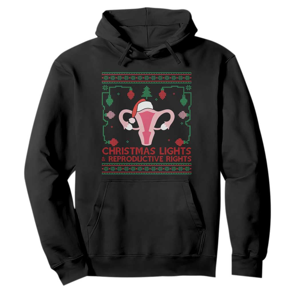 Christmas Lights And Reproductive Rights Ugly Christmas Hoodie Feminist Holiday Gift TS12 Black Print Your Wear