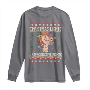 Funny Feminist Lights And Reproductive Rights Long Sleeve Shirt Ugly Christmas Gift TS12 Charcoal Print Your Wear