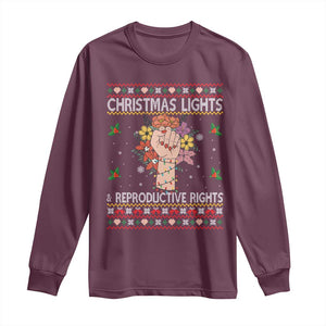 Funny Feminist Lights And Reproductive Rights Long Sleeve Shirt Ugly Christmas Gift TS12 Maroon Print Your Wear
