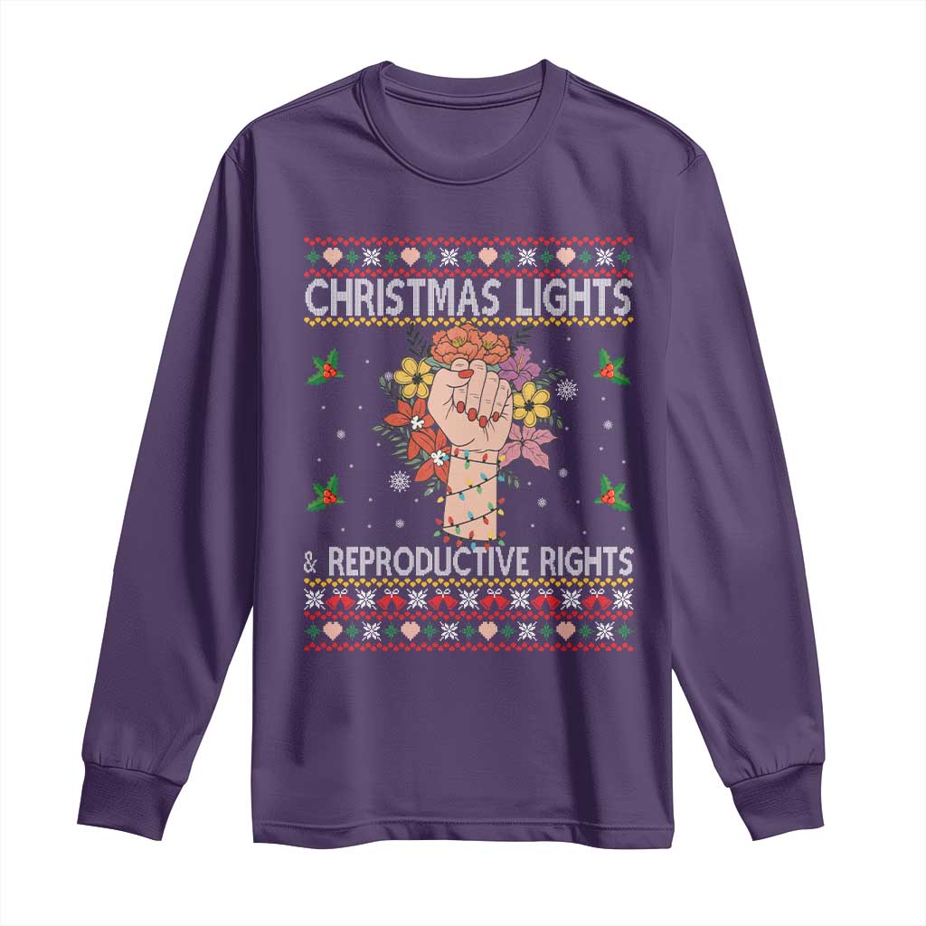 Funny Feminist Lights And Reproductive Rights Long Sleeve Shirt Ugly Christmas Gift TS12 Purple Print Your Wear