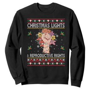 Funny Feminist Lights And Reproductive Rights Sweatshirt Ugly Christmas Gift TS12 Black Print Your Wear