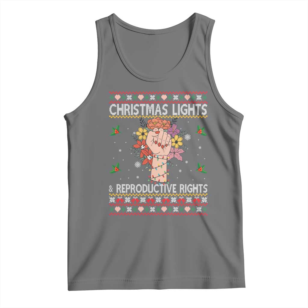 Funny Feminist Lights And Reproductive Rights Tank Top Ugly Christmas Gift TS12 Black Heather Print Your Wear