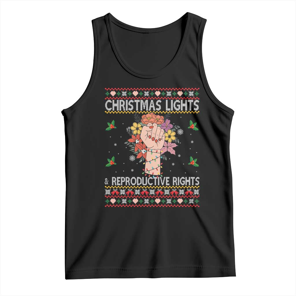 Funny Feminist Lights And Reproductive Rights Tank Top Ugly Christmas Gift TS12 Black Print Your Wear