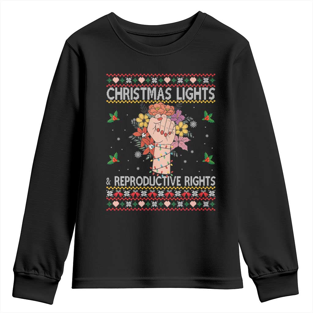 Funny Feminist Lights And Reproductive Rights Youth Sweatshirt Ugly Christmas Gift TS12 Black Print Your Wear