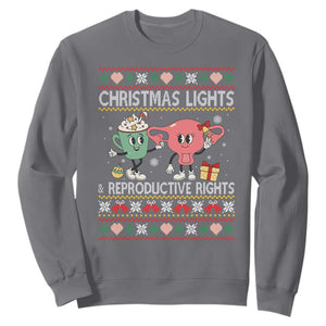 Funny Feminist Christmas Lights And Reproductive Rights Ugly Holiday Gift Sweatshirt TS12 Charcoal Print Your Wear