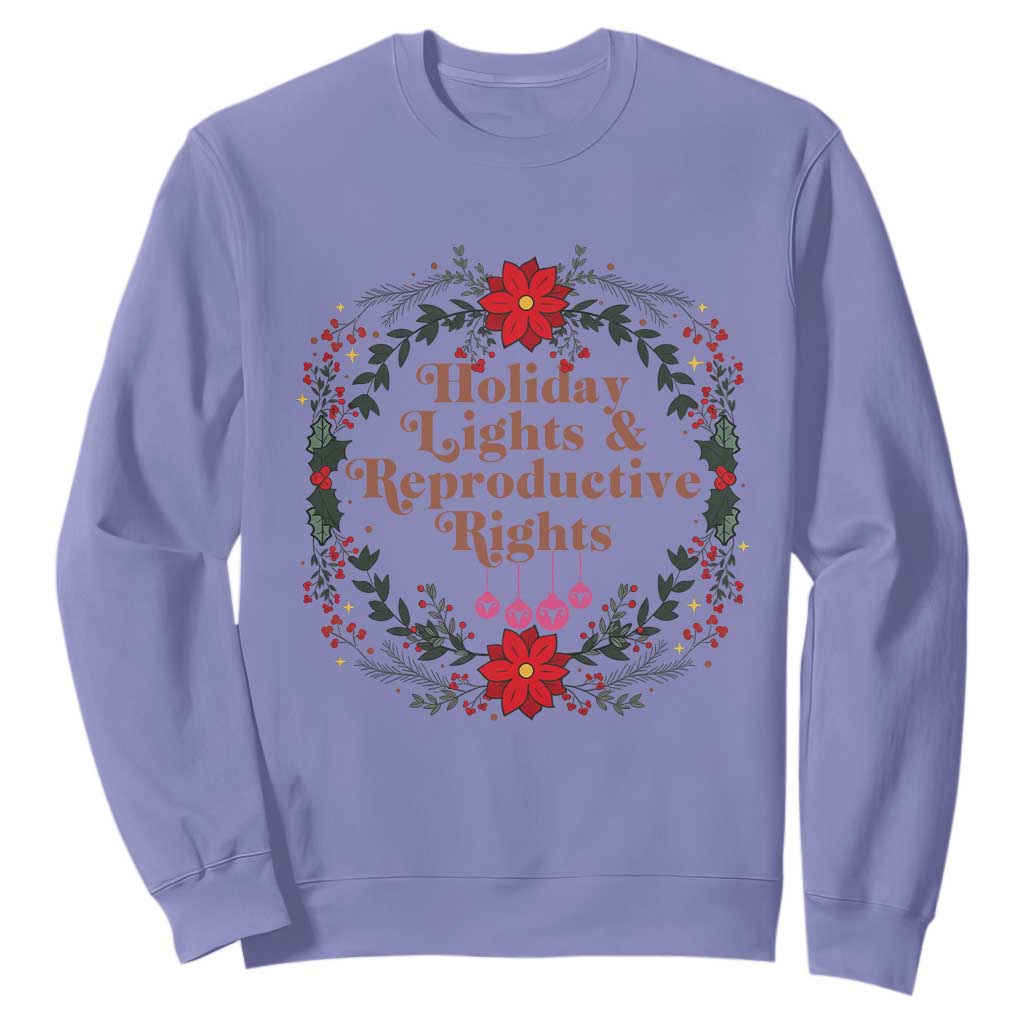 Holiday Lights And Reproductive Rights Sweatshirt Funny Feminist Christmas Gift TS12 Violet Print Your Wear