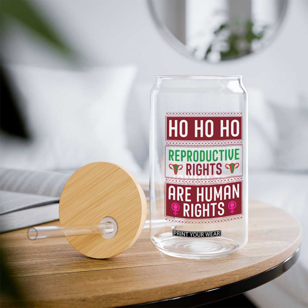 Funny Christmas Feminist Gift Glass Can Reproductive Rights Are Human Rights TS12 Print Your Wear