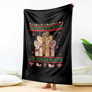 Ugly Christmas Feminist Raccoon Gift Throw Blanket Reproductive Rights Are Human Rights TS12 Print Your Wear