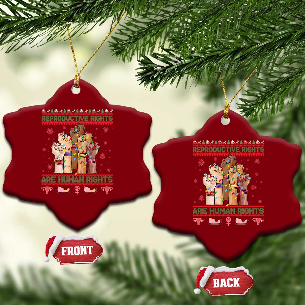 Ugly Christmas Feminist Raccoon Gift Ceramic Ornament Reproductive Rights Are Human Rights TS12 Print Your Wear