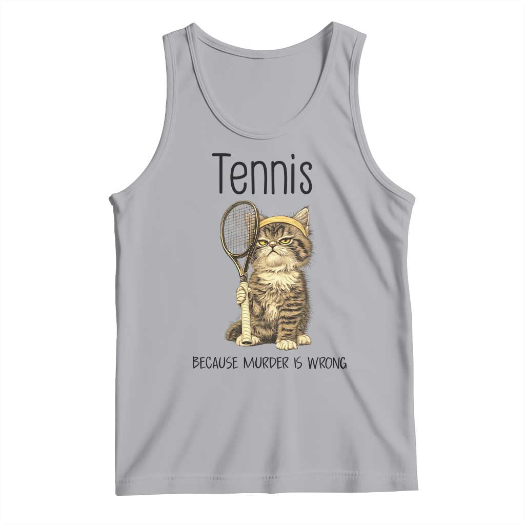 Funny Cat Plays Tennis Tank Top Because Murder Is Wrong TS12 Athletic Heather Print Your Wear