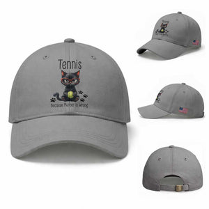 Funny Tennis Cat Gift Baseball Cap Because Murder Is Wrong TS12 Baseball Cap Universal Fit Sport Gray Print Your Wear