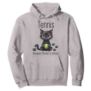 Funny Tennis Cat Gift Hoodie Because Murder Is Wrong TS12 Ice Gray Print Your Wear