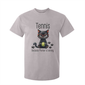Funny Tennis Cat Gift T Shirt For Kid Because Murder Is Wrong TS12 Ice Gray Print Your Wear