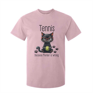 Funny Tennis Cat Gift T Shirt For Kid Because Murder Is Wrong TS12 Light Pink Print Your Wear