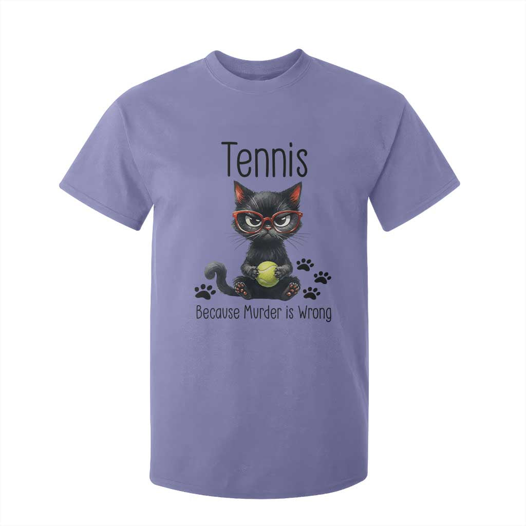 Funny Tennis Cat Gift T Shirt For Kid Because Murder Is Wrong TS12 Violet Print Your Wear