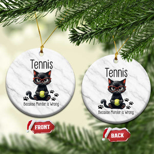 Funny Tennis Cat Gift Ceramic Ornament Because Murder Is Wrong TS12 1pc White Marble Print Your Wear