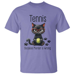 Funny Tennis Cat Gift T Shirt Because Murder Is Wrong TS12 Violet Print Your Wear