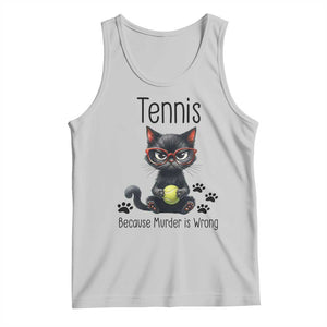 Funny Tennis Cat Gift Tank Top Because Murder Is Wrong TS12 Ash Print Your Wear