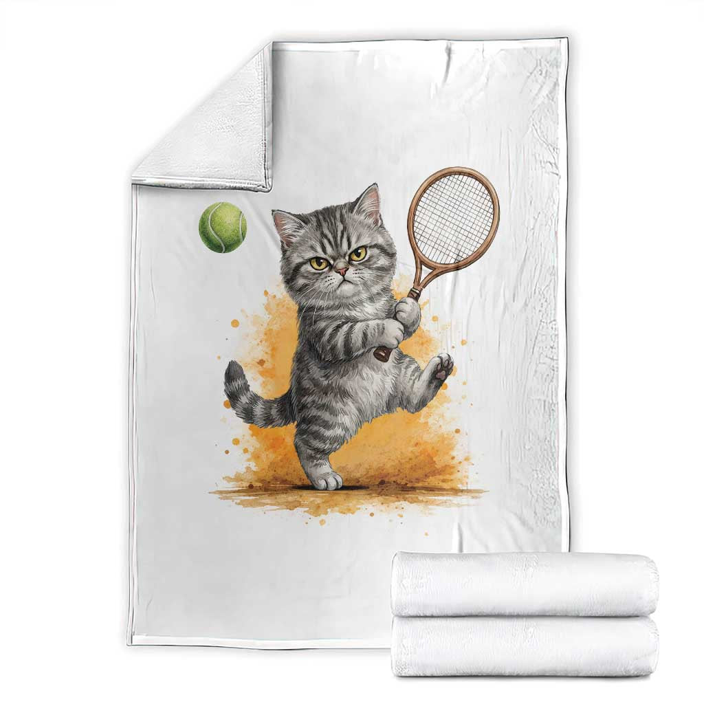 Funny Grumpy Cat Tennis Player Throw Blanket Gift For Tennis Fans TS12 White Print Your Wear