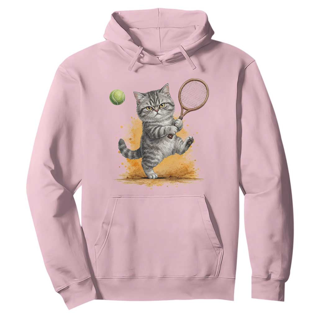 Funny Grumpy Cat Tennis Player Hoodie Gift For Tennis Fans TS12 Light Pink Print Your Wear