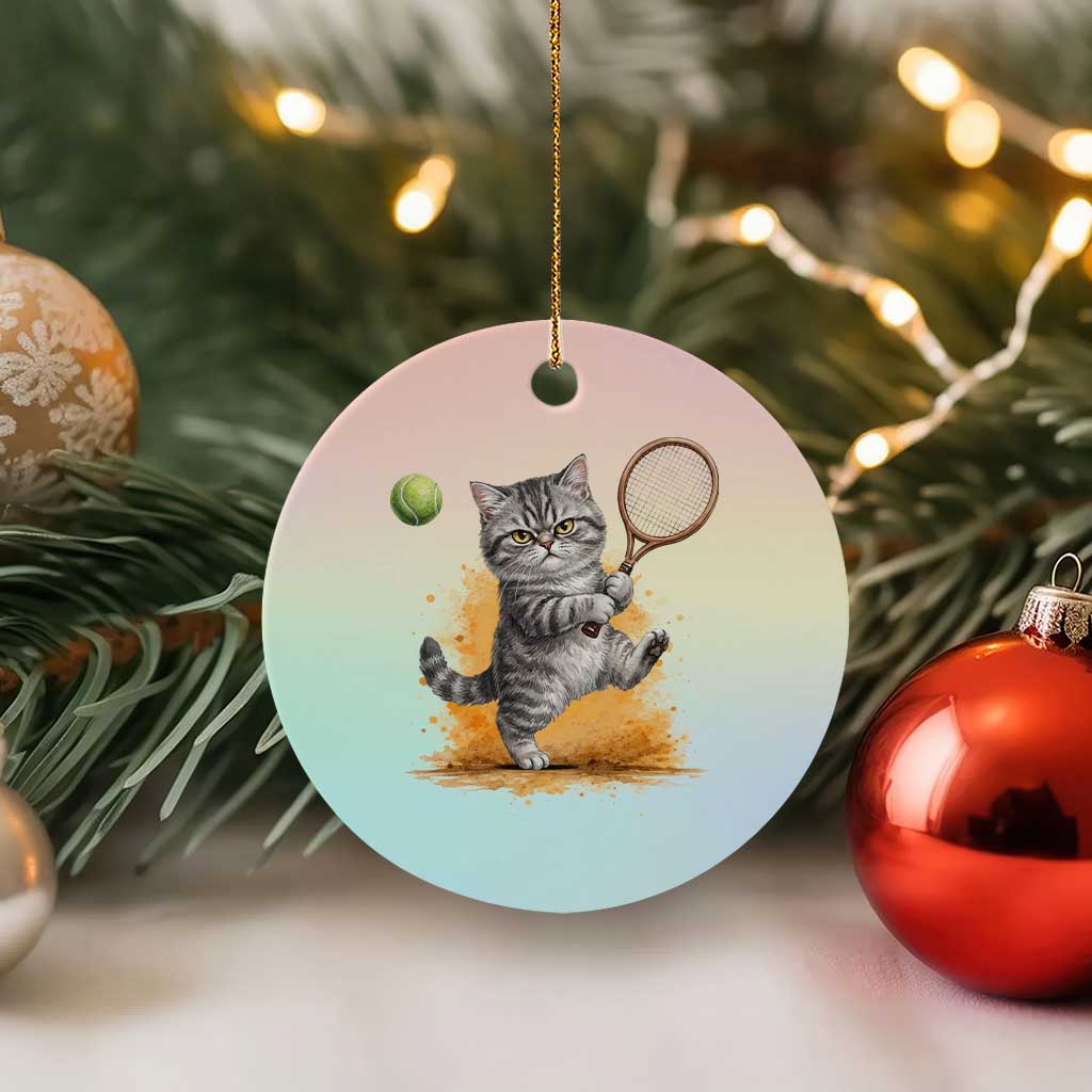 Funny Grumpy Cat Tennis Player Ceramic Ornament Gift For Tennis Fans TS12 1pc Pastel Print Your Wear