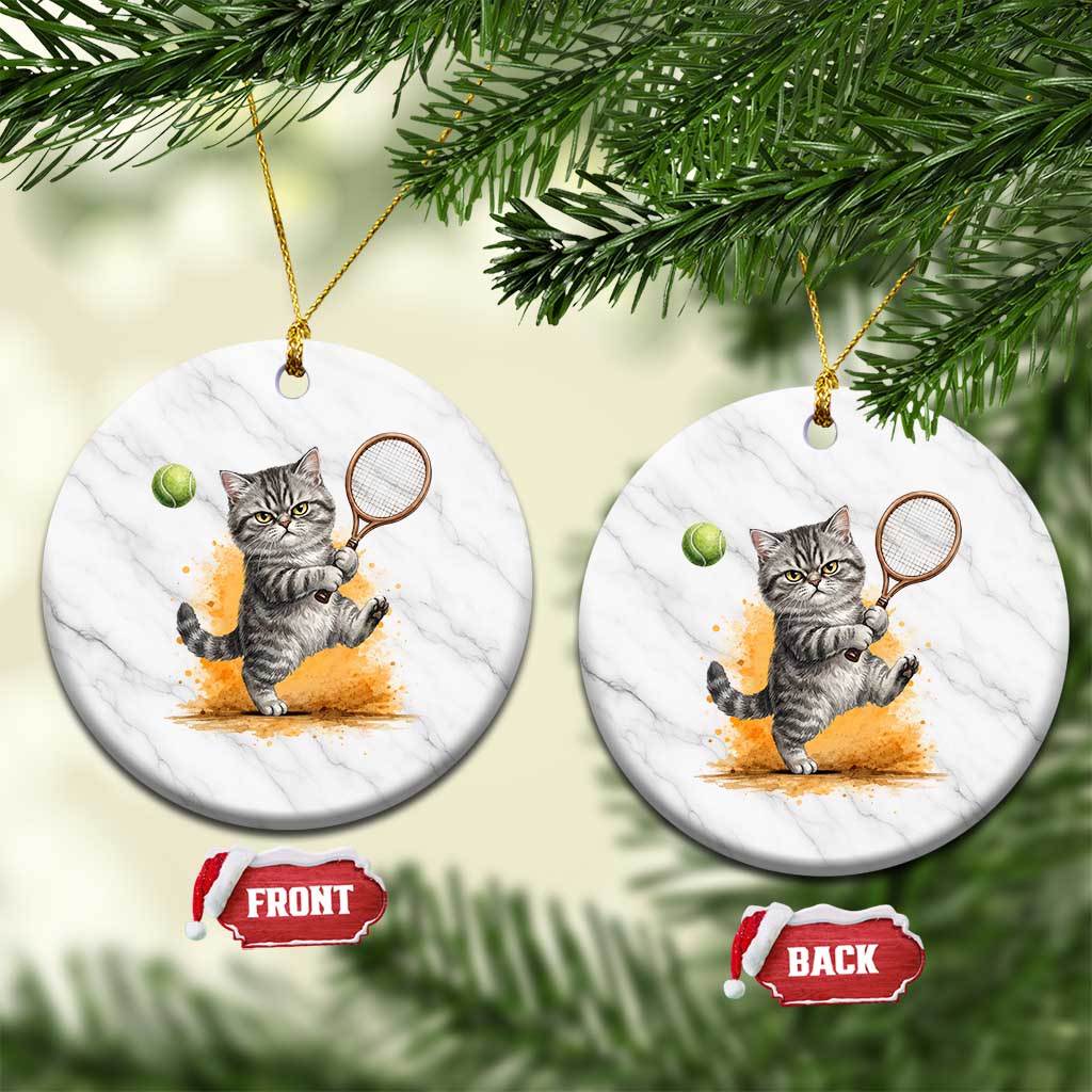 Funny Grumpy Cat Tennis Player Ceramic Ornament Gift For Tennis Fans TS12 1pc White Marble Print Your Wear