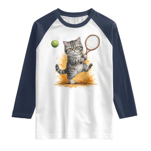 Funny Grumpy Cat Tennis Player Raglan Shirt Gift For Tennis Fans TS12 White Navy Print Your Wear