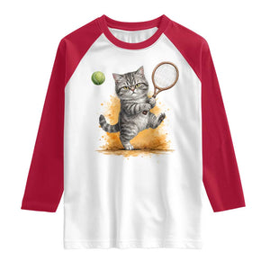 Funny Grumpy Cat Tennis Player Raglan Shirt Gift For Tennis Fans TS12 White Red Print Your Wear