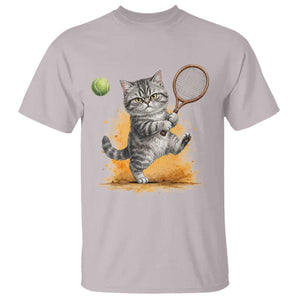 Funny Grumpy Cat Tennis Player T Shirt Gift For Tennis Fans TS12 Ice Gray Print Your Wear