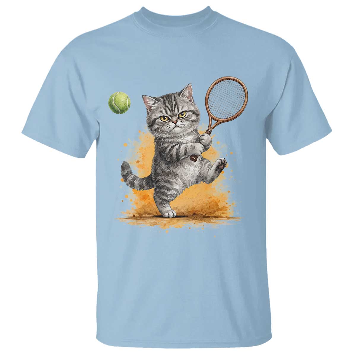 Funny Grumpy Cat Tennis Player T Shirt Gift For Tennis Fans TS12 Light Blue Print Your Wear