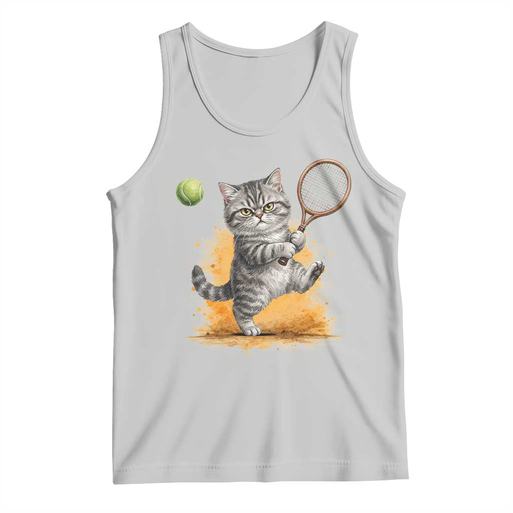 Funny Grumpy Cat Tennis Player Tank Top Gift For Tennis Fans TS12 Ash Print Your Wear