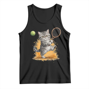 Funny Grumpy Cat Tennis Player Tank Top Gift For Tennis Fans TS12 Black Print Your Wear