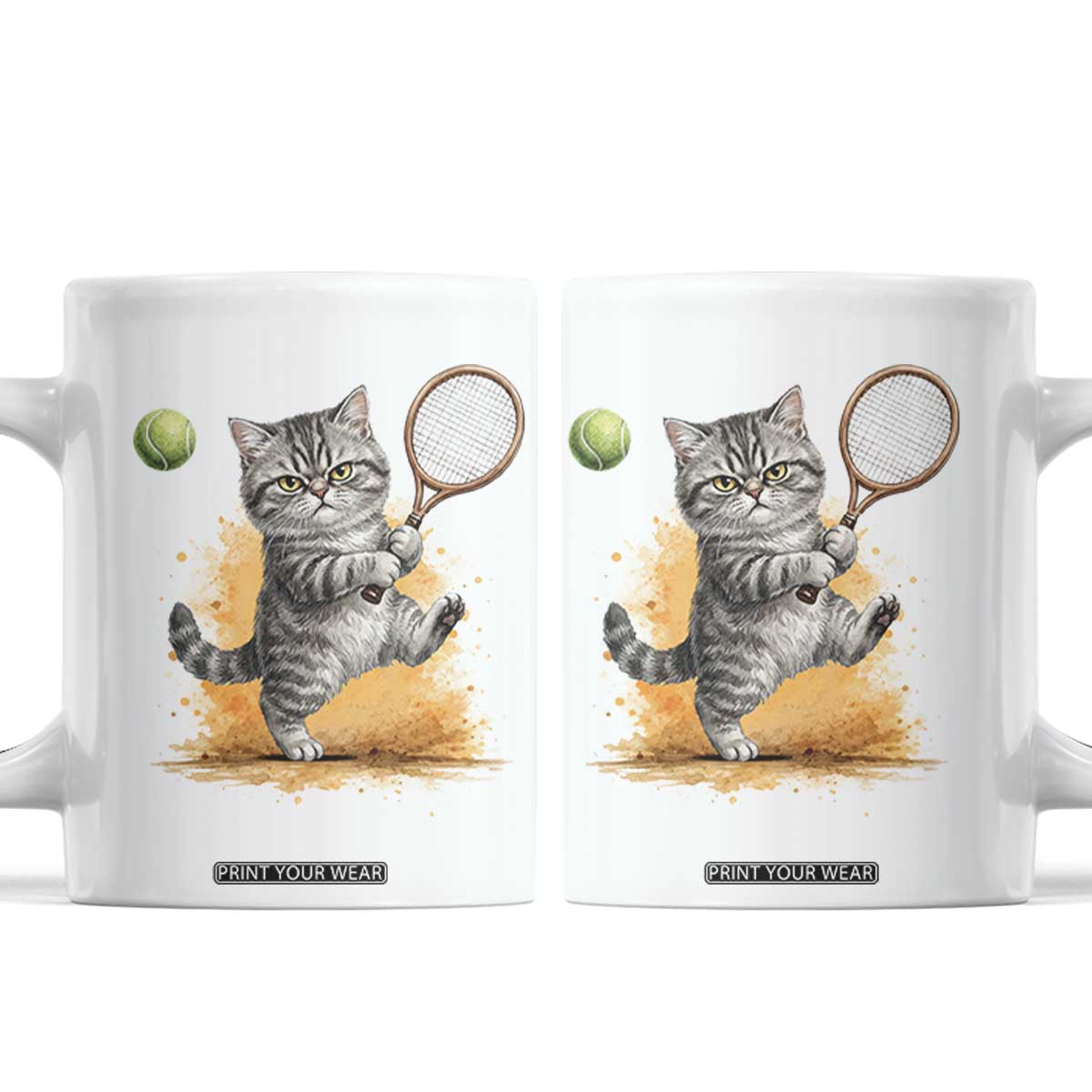 Funny Grumpy Cat Tennis Player Coffee Mug Gift For Tennis Fans TS12 White Print Your Wear