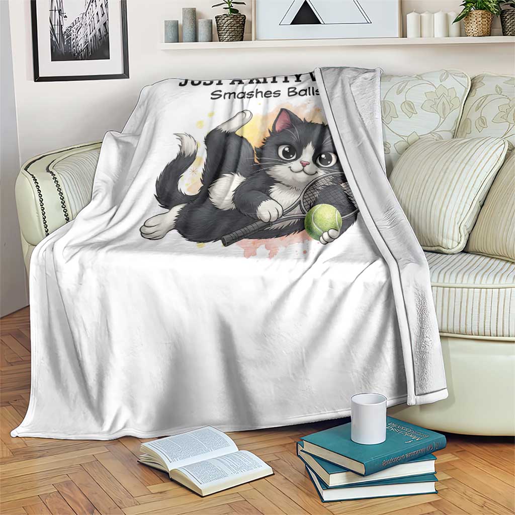 Just A Kitty Who Smashes Balls Throw Blanket Funny Tennis Cat Gift TS12 Print Your Wear