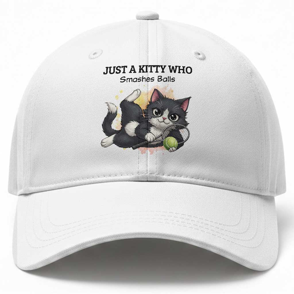 Just A Kitty Who Smashes Balls Baseball Cap Funny Tennis Cat Gift TS12 Print Your Wear